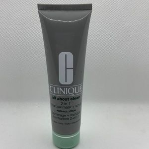 NEW CLINIQUE All About Clean 2 in 1 Charcoal Mask + Scrub 3.4 ounce